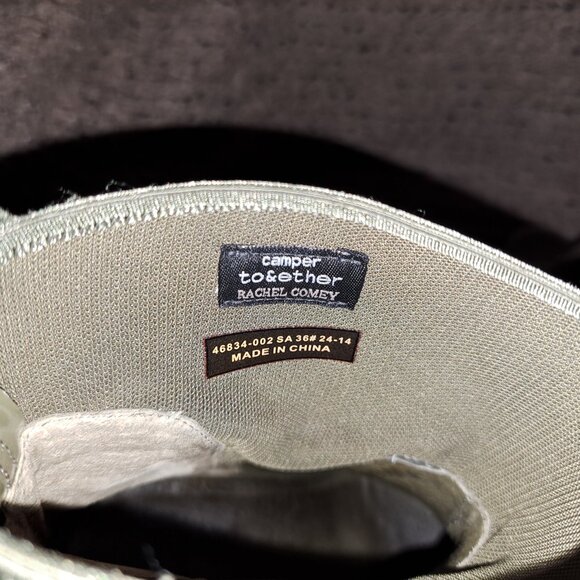 CAMPER TOGETHER RACHEL COMEY-Khaki Patent Leather/Nylon Pull-On Booties-Sz 36-EX - Picture 7 of 8